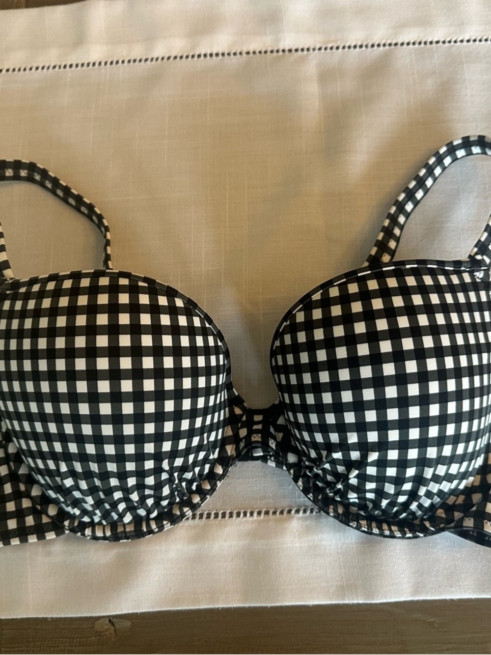 Freya Black and White Gingham Bikini Top